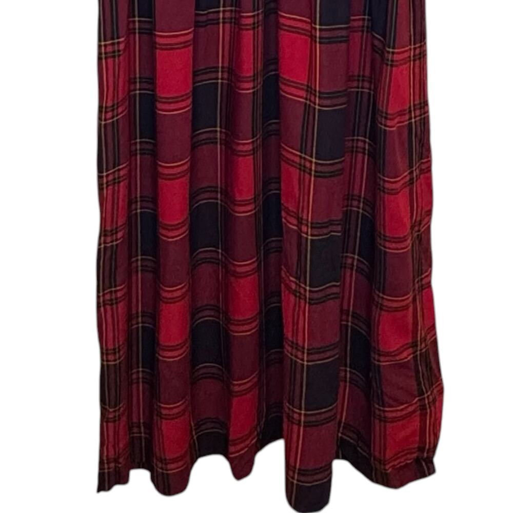 Vtg Lanz Originals Red Tartan Plaid Collared Back Buttons Rayon Size 12 USA Made - Picture 8 of 9